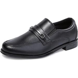 HomeHot Boys Size 1 Black Oxford Slip on Loafers Round Toe Dress Shoes